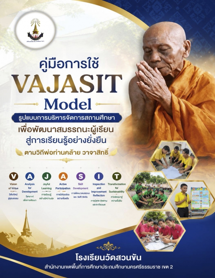 VAJASIT Model: รูปแบบการบริหารจัดการสถานศึกษาเพื่อพัฒนาสมรรถนะผู้เรียนสู่การเรียนรู้อย่างยั่งยืน ตามวิถีพ่อท่านคล้าย วาจาสิทธิ์ : โรงเรียนวัดสวนขัน