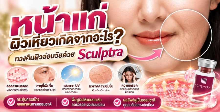 หน้าแก่ ผิวเหี่ยวเกิดจากอะไร? ทวงคืนผิวอ่อนวัยด้วย Sculptra