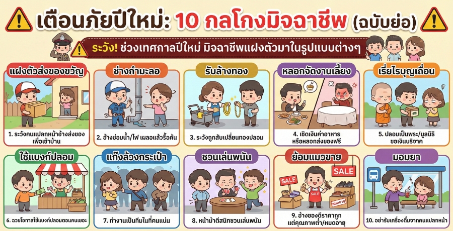 เตือนภัย กลลวงมิจฉาชีพ ช่วงเทศกาลปีใหม่