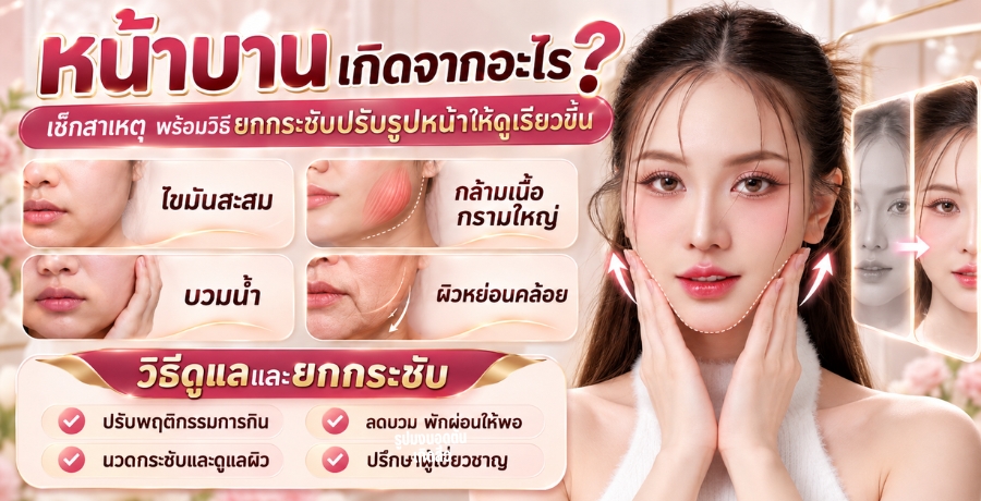 หน้าบานเกิดจากอะไร? เช็กสาเหตุ พร้อมวิธียกกระชับปรับรูปหน้าให้ดูเรียวขึ้น หน้าบานเกิดจากอะไร? เช็กสาเหตุ พร้อมวิธียกกระชับปรับรูปหน้าให้ดูเรียวขึ้น