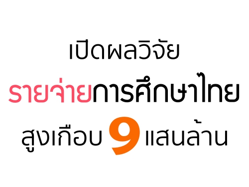 เปิดผลวิจัยรายจ่ายการศึกษาไทยสูงเกือบ 9 แสนล้าน