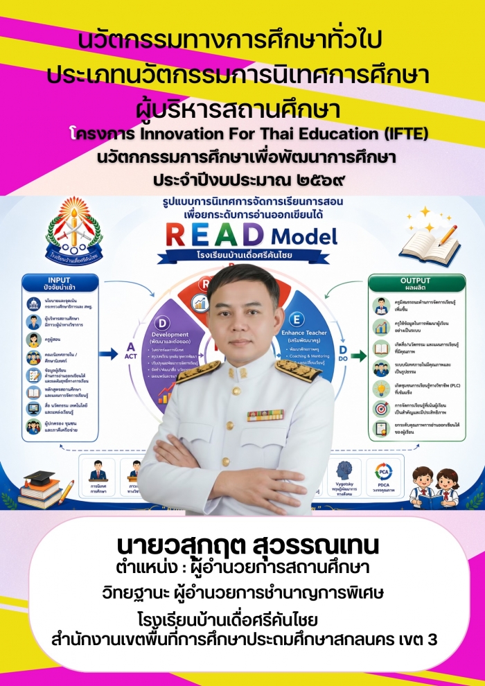 รูปแบบการนิเทศการจัดการเรียนการสอนเพื่อยกระดับการอ่านออกเขียนได้ READ Model : วสุกฤต สุวรรณเทน