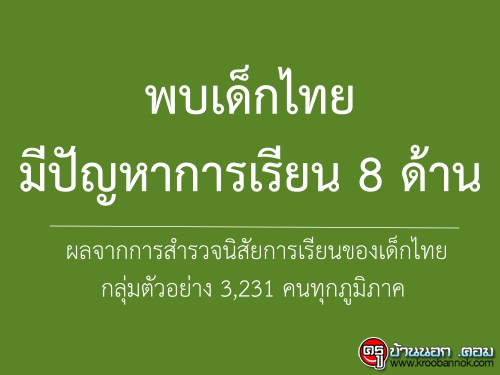 พบเด็กไทยมีปัญหาการเรียน 8 ด้าน