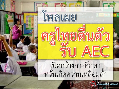 โพลเผย ครูไทยตื่นตัวรับ AEC เปิดกว้างการศึกษา หวั่นเกิดความเหลื่อมล้ำ